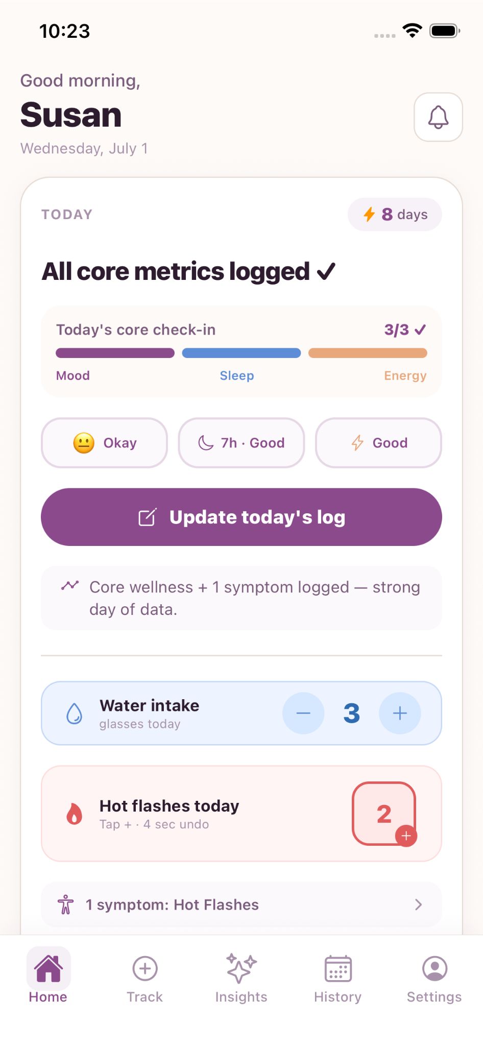 Perivia app dashboard